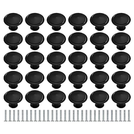 30 stk. sorte kjøkkenskapknotter, skapdørknott, runde kommodeknotter, kjøkkendørknott, runde kommodeknotter