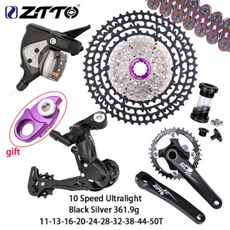 ZTTO Ultralight 10 Speed ​​Shift Set MTB Bike 32/34/36T Kedjehjul Vevsats 11-46/50T Cassette Groupset 1X10 Bakväxel del