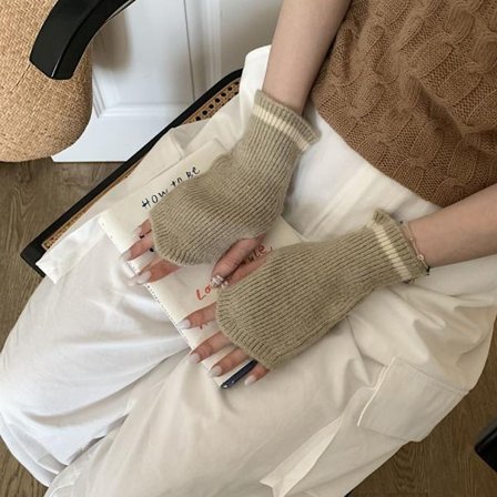 1 Par Halvfinger Handsker Fingerløse vanter KHAKI