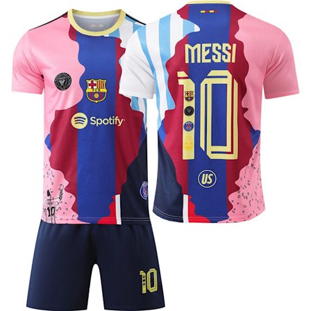 KZQ-2025-2026 Barcelona Minneutgave Messi Nr. 10 Argentina Retro Fotballdrakt Miami Barn Voksen Draksett Messi Nr. 10 Messi Nr. 10