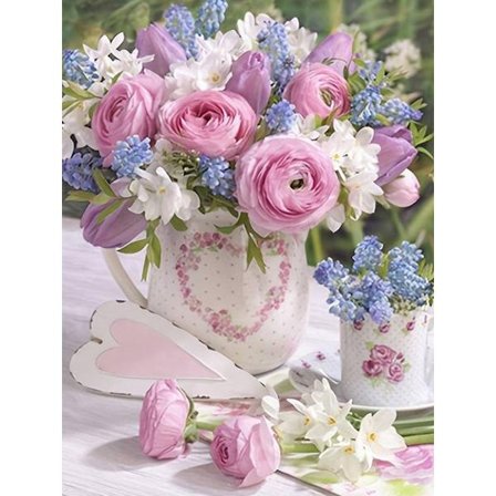 30x40cm Drømmende Blomsterlandskab Fuld Diamant DIY Diamant Maleri - DW717