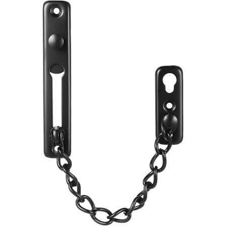 Mat Sort Dørkædelås 1 Stykke med Sikkerhedsfjeder Tyverisikring Trykbolt til Indvendig Ekstra Fordørssikkerhed Kompatibel med Standarddøre