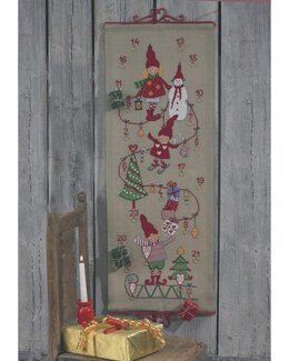 Stickpackung Kalender Wichtel mit Schlitten - Permin