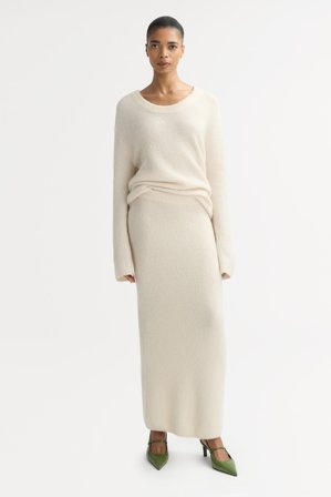 Soft Goat - Boucle Skirt - Cashmere skirt - XL - Ivory