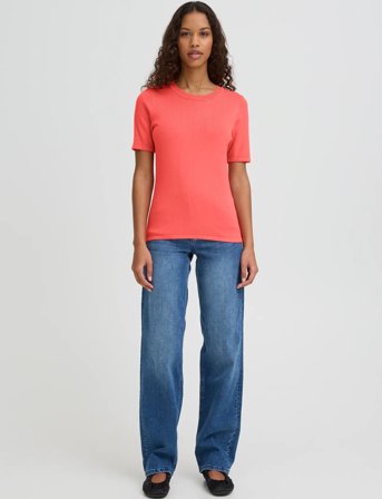 ICHI Ihluls O-Neck Ss - Coral - XS