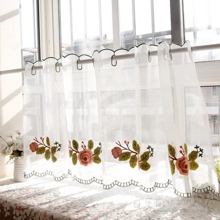 Gardin Bistro Halvfönstergardin Broderad Kort Gardin Stångficka Gardin Öljettgardin Skuggardin Liten Insynsskyddsgardin 110x85cm