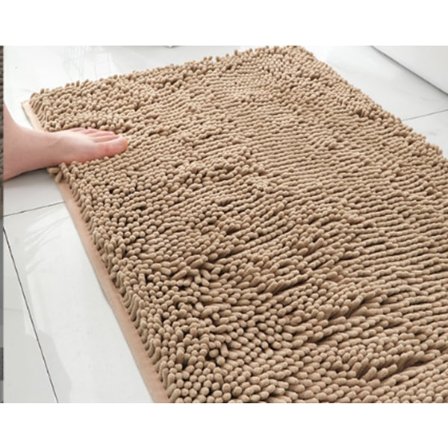 0,4x 0,6 m, Beige, Matta för badrum med halkfria, långa luggar i mikrofiber