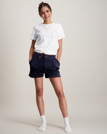 Juicy Couture Tonal Embro Velour Short Blå Shorts Pige - Kids Brand Store