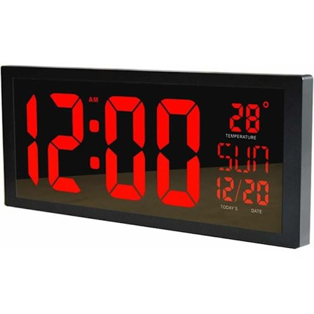 LED Digital Væg Ur, Stor Stum Alarm Ur med Tid Kalender