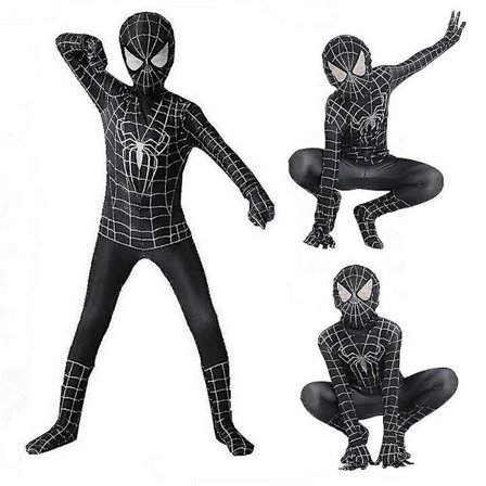Sort Spiderman Kostume til Børn