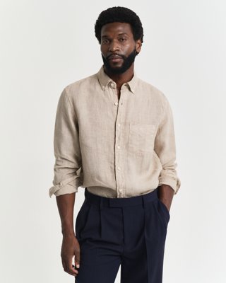 GANT - Regular fit linskjorte til herre dry sand