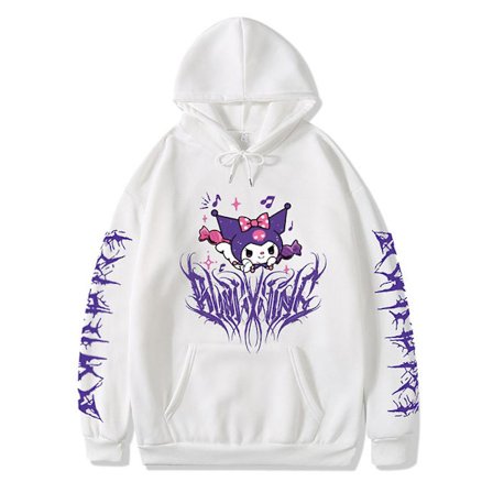 Søt Kuromi Cartoon Anime Hettegensere Genser Dame Kawaii Pullover Hetteoverdeler Cosplay Kostyme For Fans-G