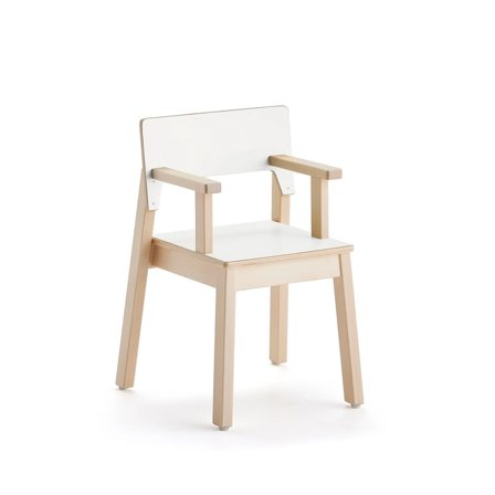 Children's chair LOVE with armrests, H 350 mm, birch, white laminate