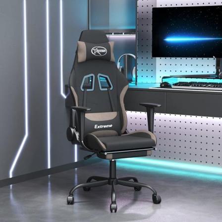 Vidaxl Gamingstol Med Fotstöd Och Massage Svart Och Taupe Tyg Taupe