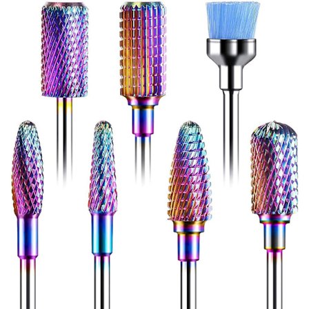 7* Nagelfilbits för manikyr och pedikyr, professionella högkvalitativa koniska borrar för att ta bort polering/gel och trycka tillbaka nagelband