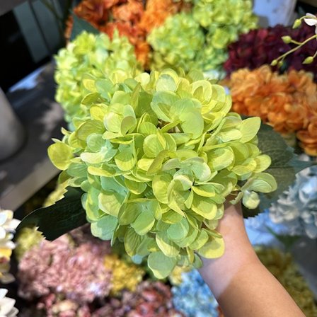 Konstgjord Hortensia Bröllopsbukett Enkel Stjälk med Två Blad Heminredning