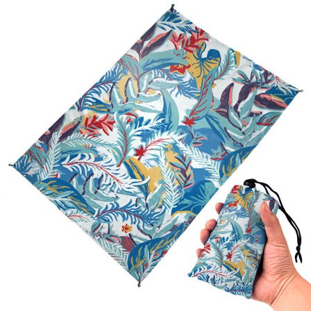 Printed strandfilt Anti-sand-extra stor matta för utomhuspicknick (1,4x2 m)