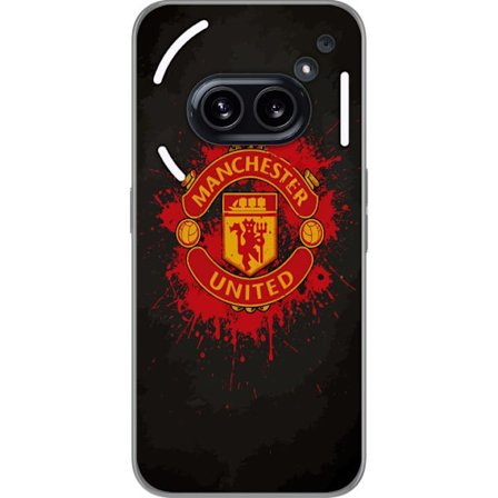Kompatibelt Mobildeksel til Nothing Nothing Phone (2a) Manchester United logo i rød og gul farge med røff sportslig bakgrunn