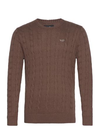 Hco. Guys Sweaters Strikkegenser M. Rund Krage Brun Hollister