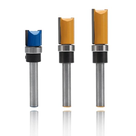 3 stk. Flush Trim Cutter med 6,35 mm skaft, Flush Trim Model Router Bits