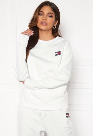 TOMMY JEANS Badge Crew Sweatshirt White Klær