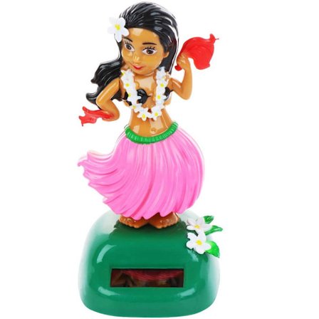 Solcelledrevet hawaiiansk danserfigur til bilens instrumentbræt - Legetøj med solpanel, der ryster på hovedet - Dansende figurlegetøj til soveværelse,