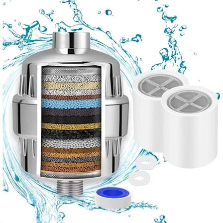 Anti-kalk dusjfilter, dusjfilter, vitamin C dusjfilter, dusjhodefilter med 2 patroner