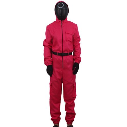 Gos- Squid Game Jumpsuit Halloween regning hus coswear heldress + belte + hansker + maske