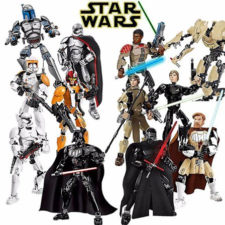 24cm Leksaksbyggstenar Film Star Wars Tegel Actionfigur Manuell Led Rörlig Barnmontering Stor Dockmodell Barn KSZ 323-1