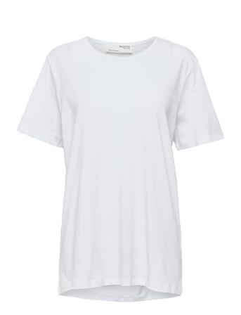 Slhluke Ss O-Neck Tee W T-shirts Short-sleeved Vit Selected Homme