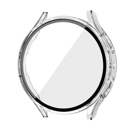 Hærdet glas + PC-beskyttelse til Samsung Galaxy Watch4 5 6 44mm 40mm Fuld dækning etui Galaxy Watch4 5 tilbehør Gennemsigtig klar Clear Galaxy Watch5 