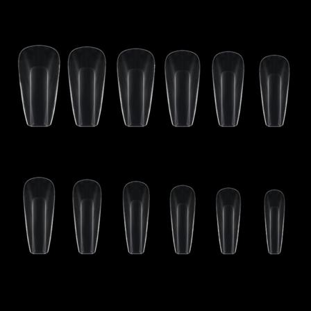 504st/påse Extra raka nagelspetsar Lång fyrkantig kista falska naglar C-böjda ABS falska naglar manikyrsalong- nail art Transparent