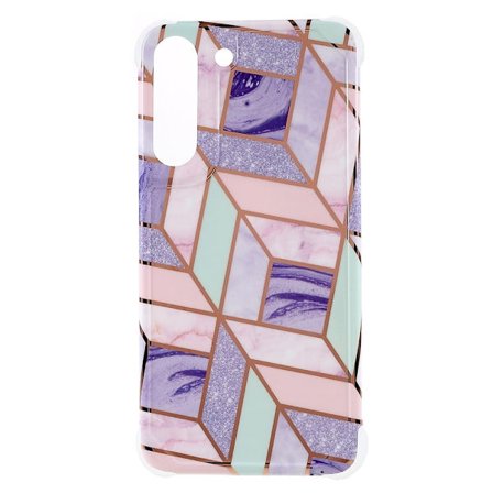 Marmormotiv Samsung Galaxy S22 Plus skal - Lila / Rosa / Grön Kakel