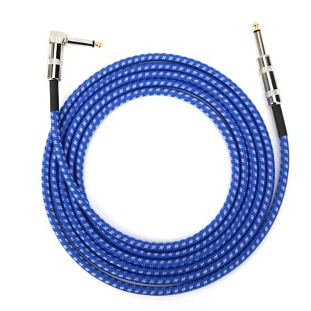 6,35 mm Gitarrljudkabel Mikrofon Brusreducerande Anslutningskabel Musikinstrument 3 Meter Blå och Vit