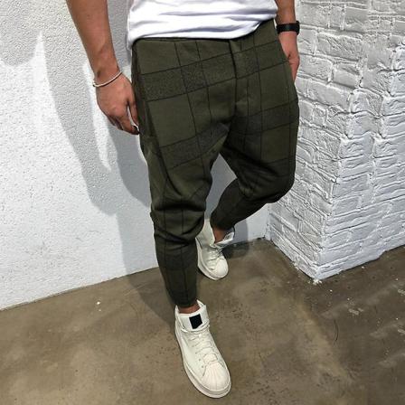 Rutigt Haremsbyxor För Män Med Fickor. Skinny Byxa Green 3xl