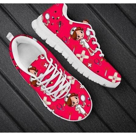 Våren sjuksköterska platta skor, kvinnor söta tecknade sneakers Set-3 42 / HMF1348AQ