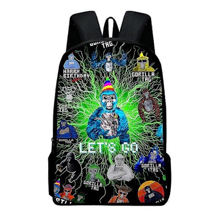 Gorilla Tag 3D Ryggsekk Barn Gutter Jenter Skolesekk Bokveske Reise Student Skulderveske -Sy -Sy (LGL)