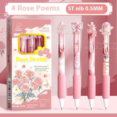 4 KPL/setti Luova pehmeä geelikynä, painatustyyppi 0,5 mm musta muste A1