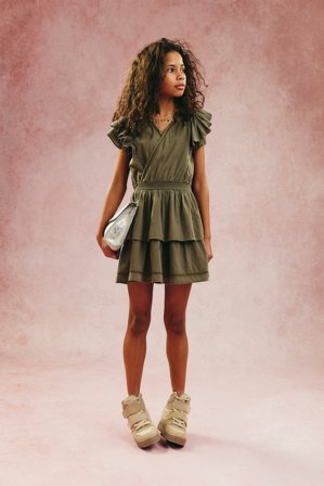 Kappahl | Volangkjole Mørkegrønn 140 | Mørkegrønn