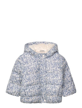 Fur-Effect Floral-Print Anorak Blue Mango