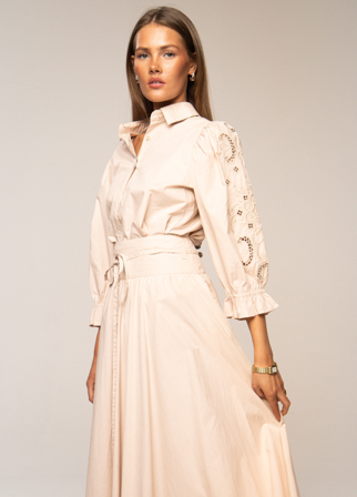 Amy Embroidered Shirt Golden Beige Poplin Golden Beige Poplin / XS