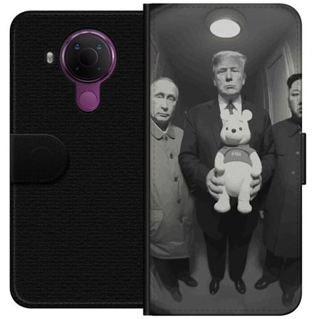 Yhteensopiva Lompakkokotelo Nokia Nokia 5.4 Mustavalkoinen taideteos surrealistisella poliittisella symboliikalla ja odottamattomalla kontrastilla, pr