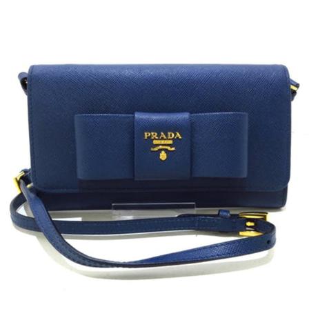 Prada Vintage Pre-owned Leather Pung Blå, Dame Vintage Accessories, Størrelse: ONE Size