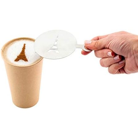 11,1x8,5cm Latte Stencil 1 Eiffeltornet Kaffestensil - Kaffekonstmall Dekorera Cupcakes Kakor eller Cookies Rostfritt
