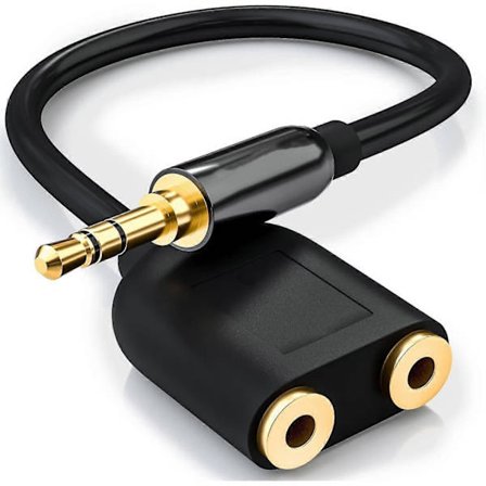 1 st Stereo Adapter - 2x3,5mm Hona till 1x3,5mm Hane - Svart, 25cm (LGL)