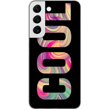 Kompatibel Mobilcover til Samsung Samsung Galaxy S22+ 5G Modern typografisk kunst med ordet LOVE i flydende regnbuefarver mod sort baggrund, der skabe