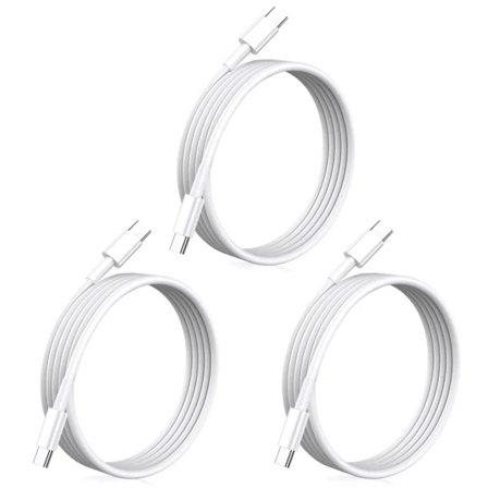 RY-3-Pack 2m USB-C kabel lading overføring iPhone 16, 15 iPad Mac Hvit 3-PACK 2M ladekabel