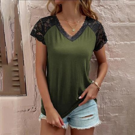 Kortärmad Tröja För Kvinnor Med V-ringad T-shirt