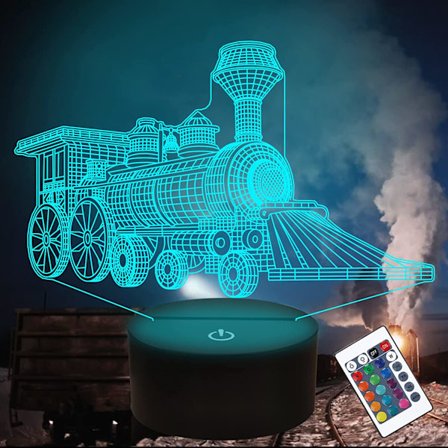 Train 3D Gåvor Lampa, Attivolife Illusion Hologram Nattljus