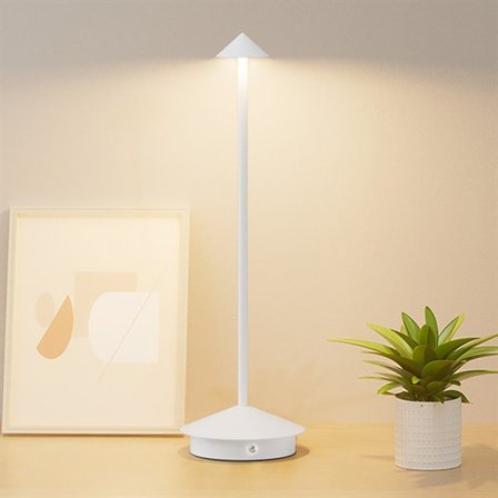 LED-bordlampe i aluminium med justerbar lysstyrke og USB-opladning - Hvid